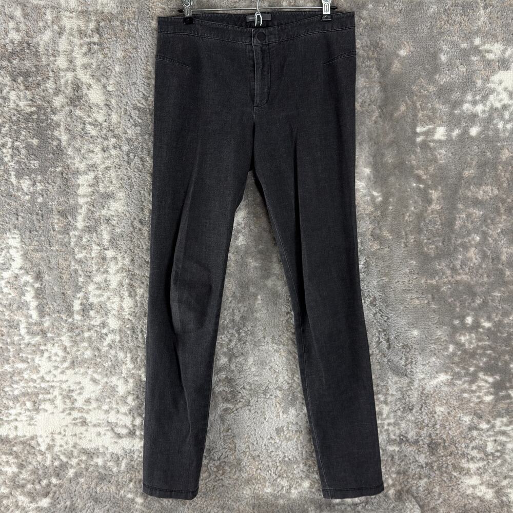 Vince‎ Size 10 Stretch Snap Button Denim Jeans Gray Flat Front Casual